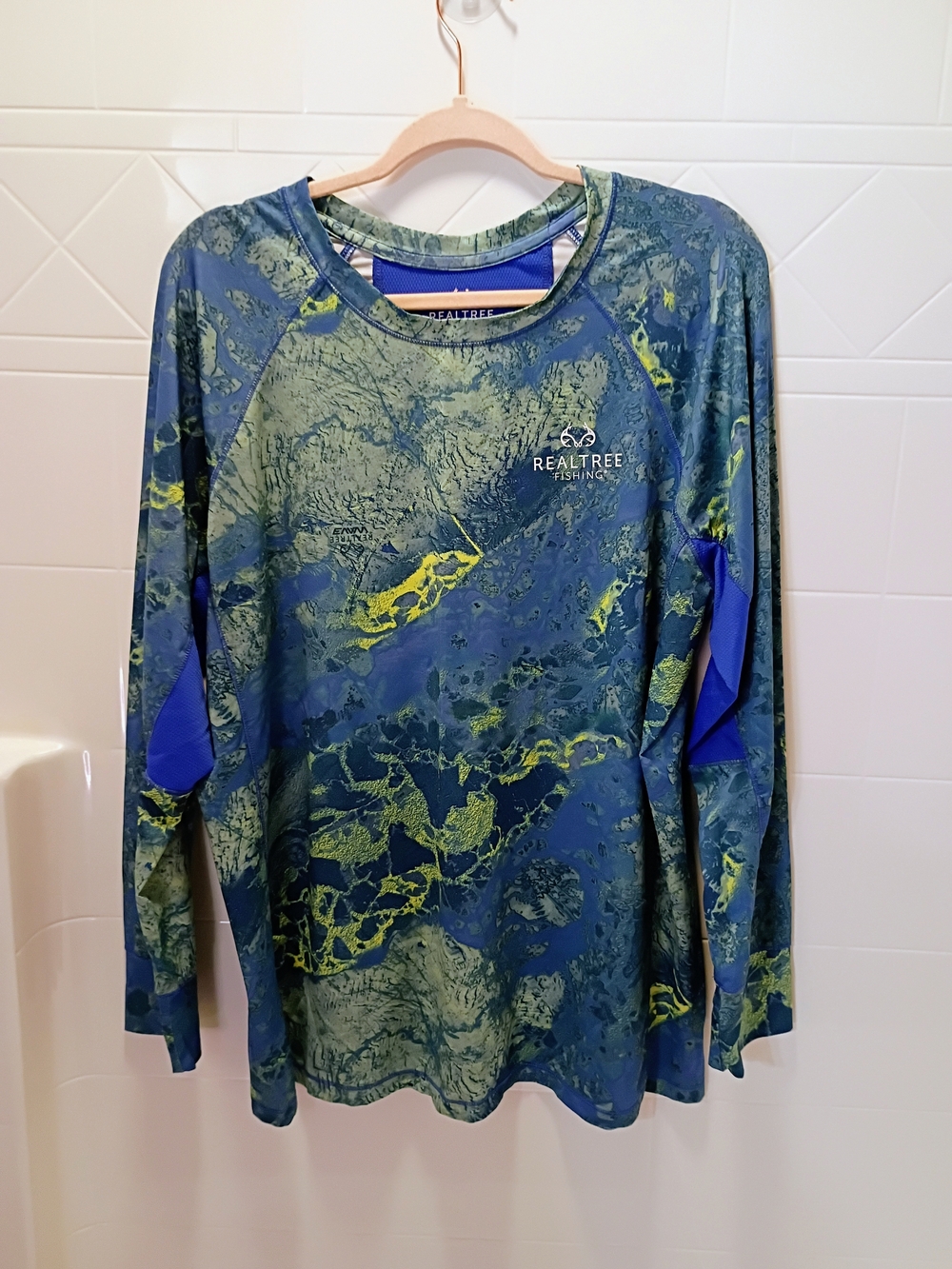 Realtree Performance Fishing Tee - Blue, Green & Yellow Camo